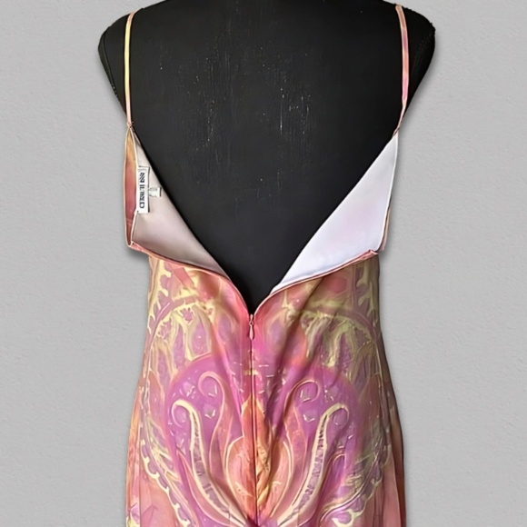 Cerruti 1881 Maxi Dress Paisley Print Slim Spaghetti Strap Back Zip Pastel 2/4 - Picture 10 of 10